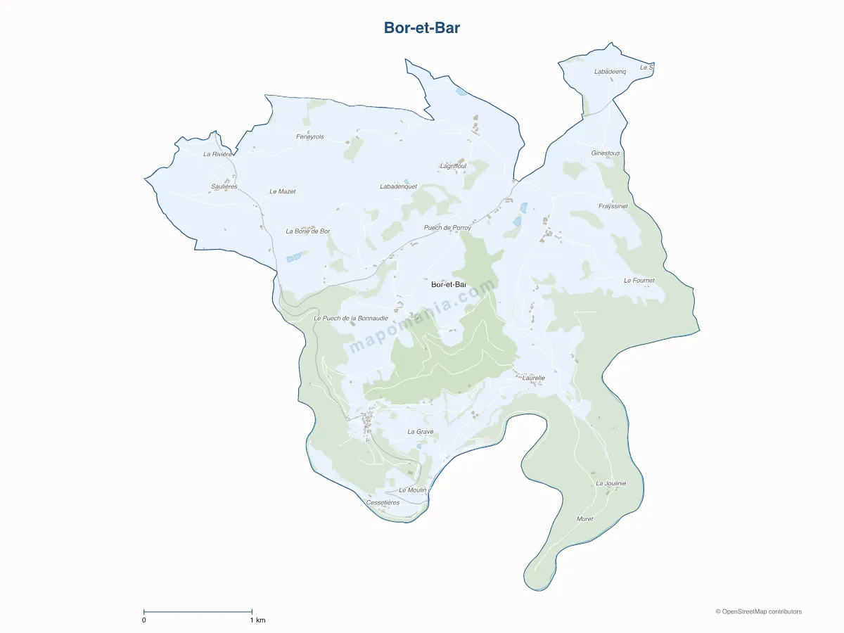 Carte de Bor-et-Bar à personnaliser