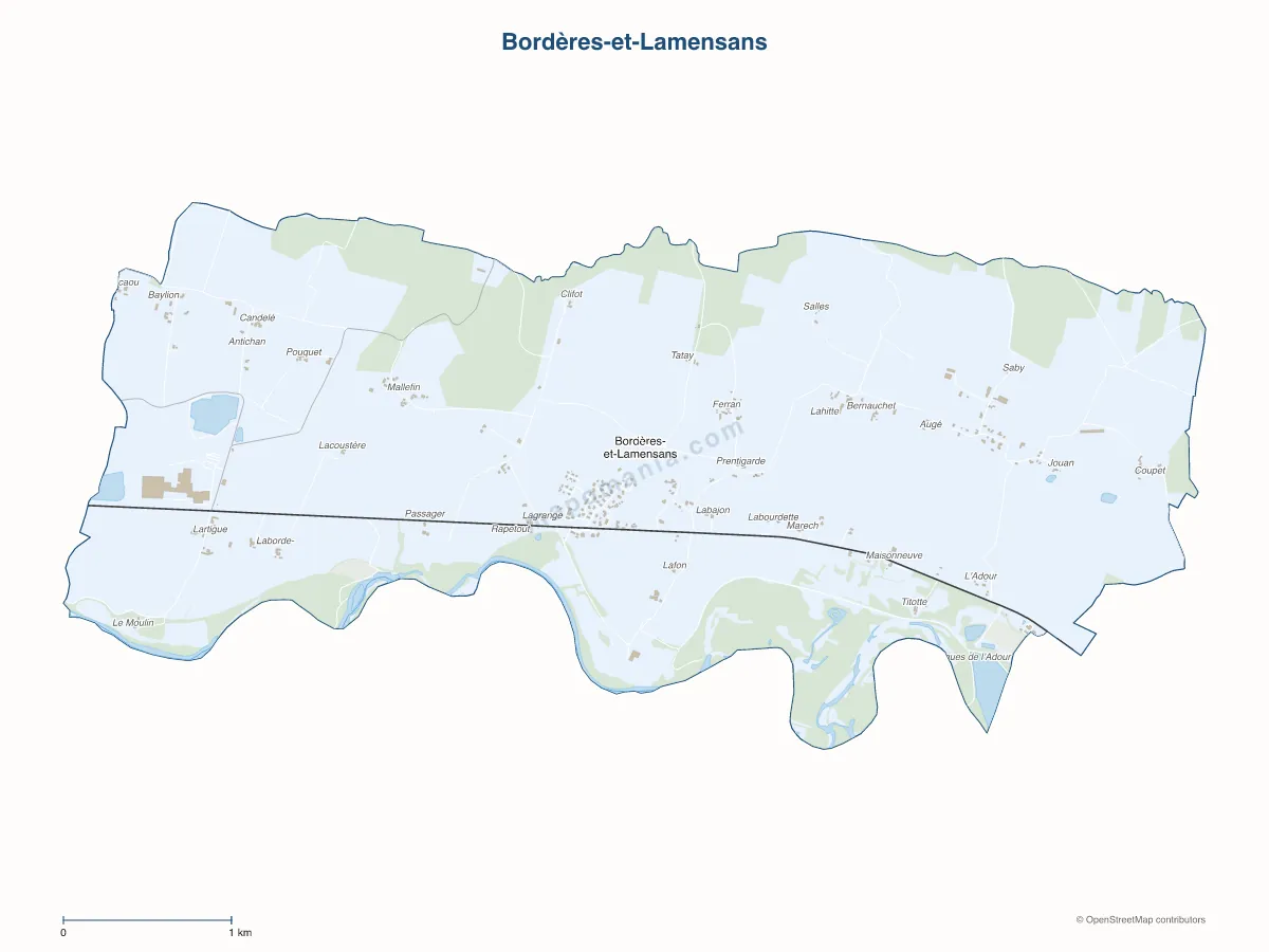 Carte de Bordères-et-Lamensans à personnaliser
