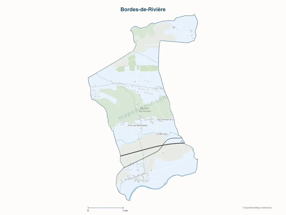Carte de Bordes-de-Rivière à personnaliser
