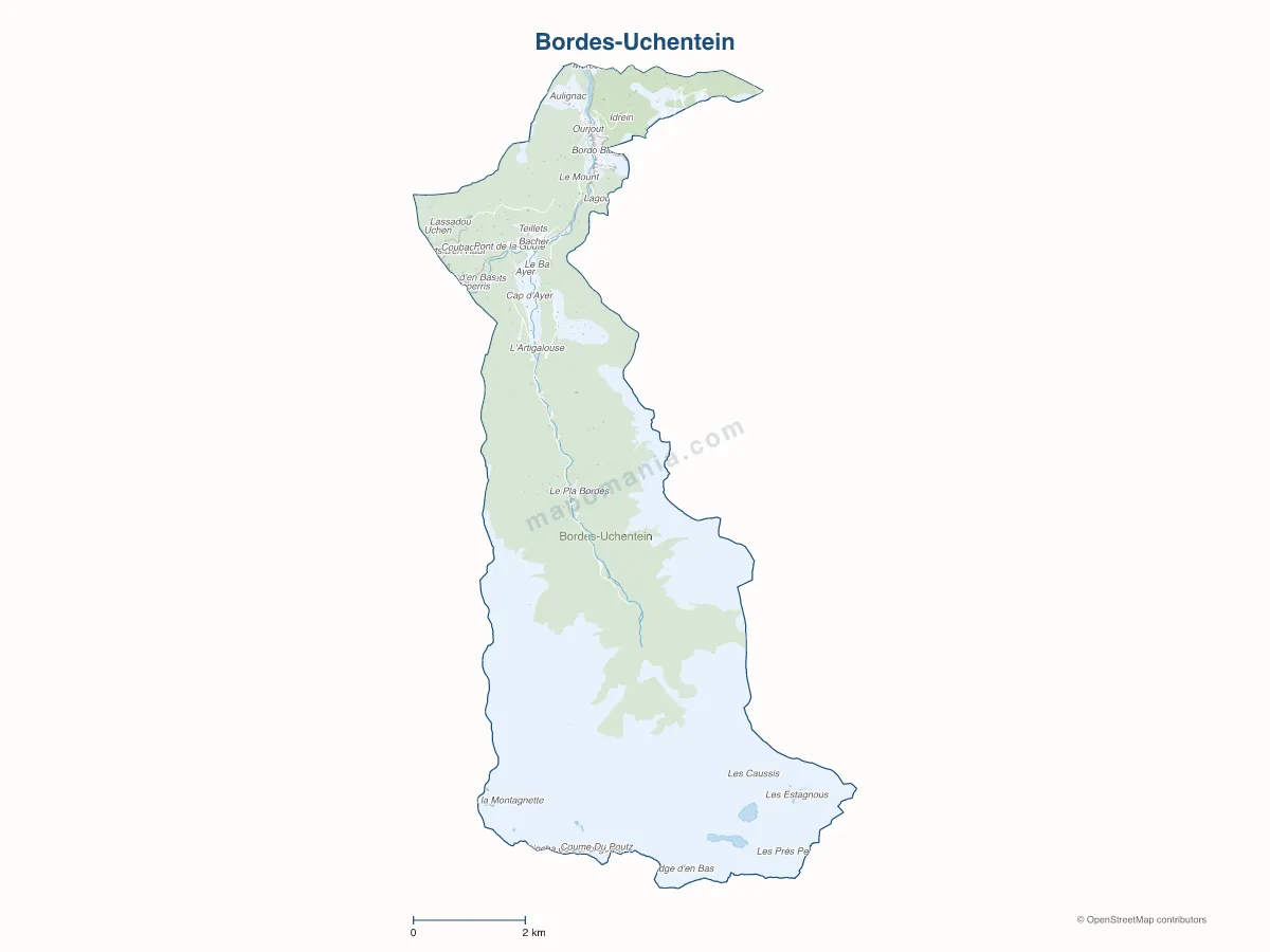 Carte de Bordes-Uchentein à personnaliser