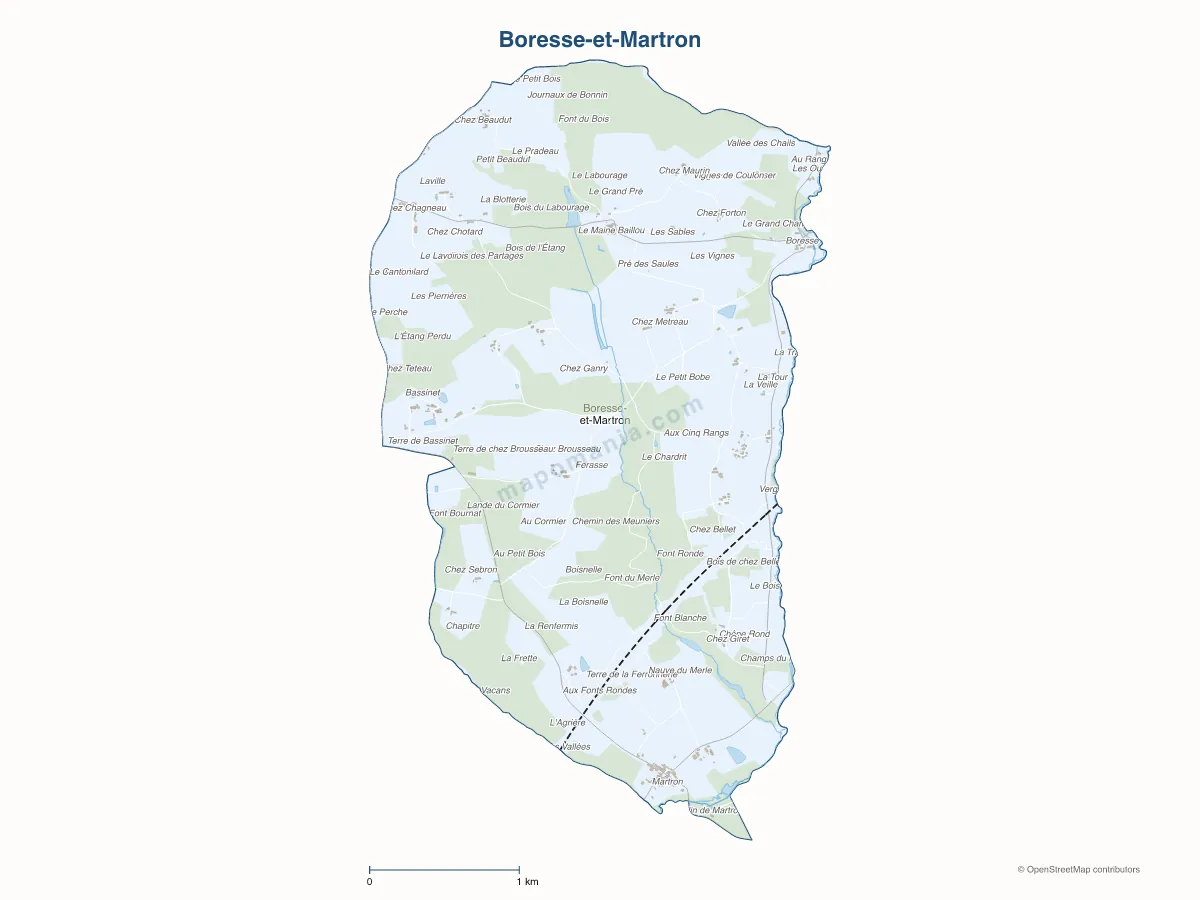 Carte de Boresse-et-Martron à personnaliser