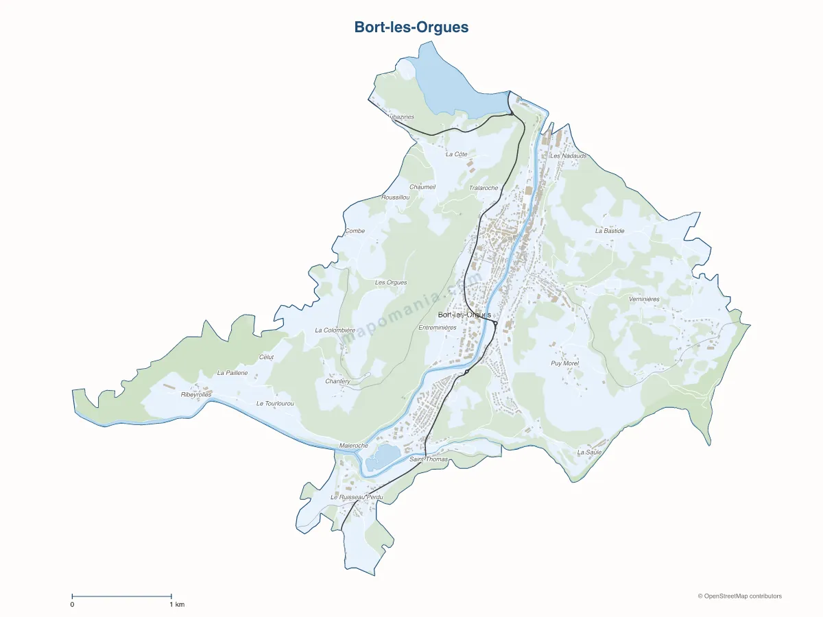 Carte de Bort-les-Orgues à personnaliser