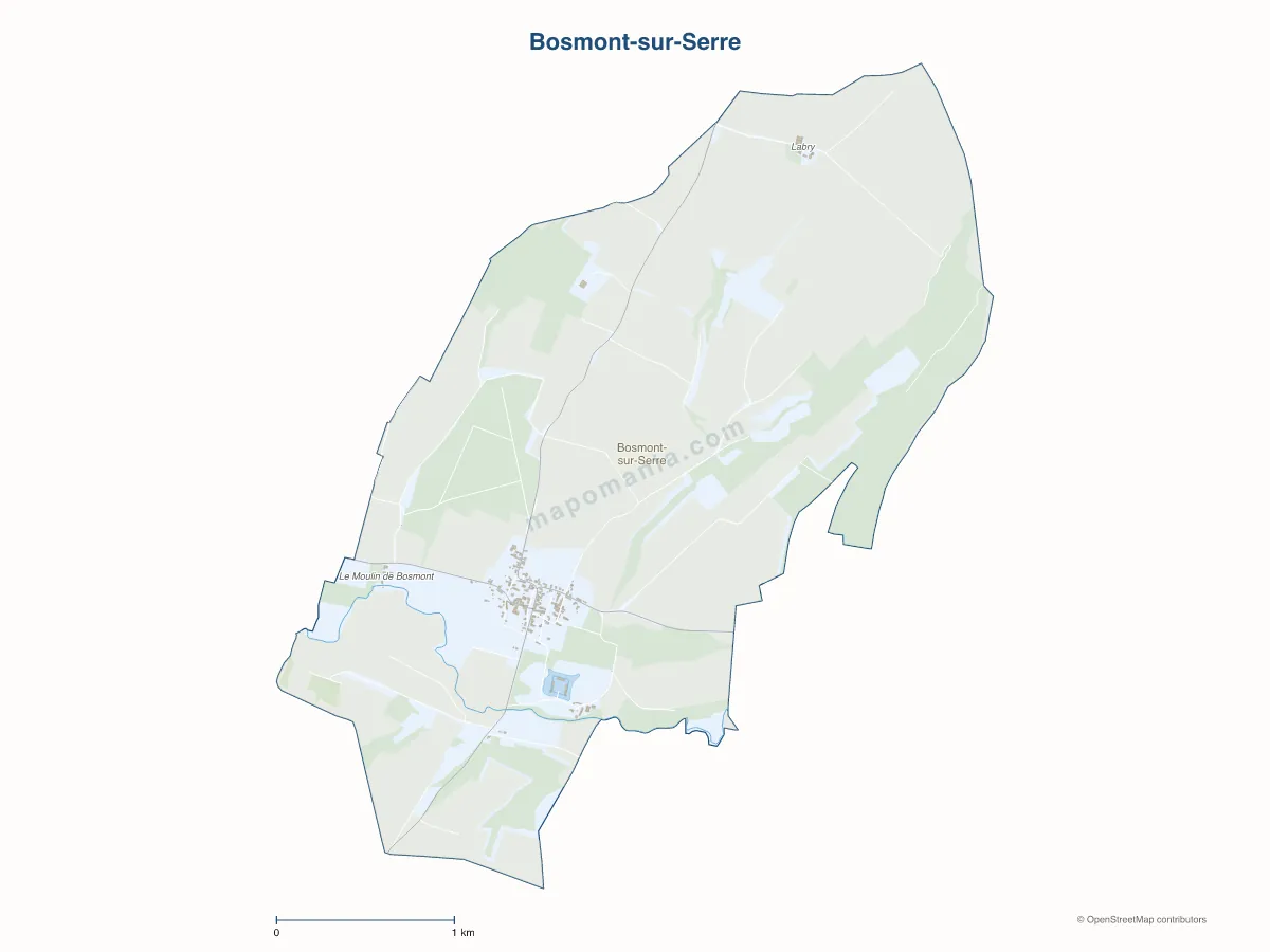Carte de Bosmont-sur-Serre à personnaliser