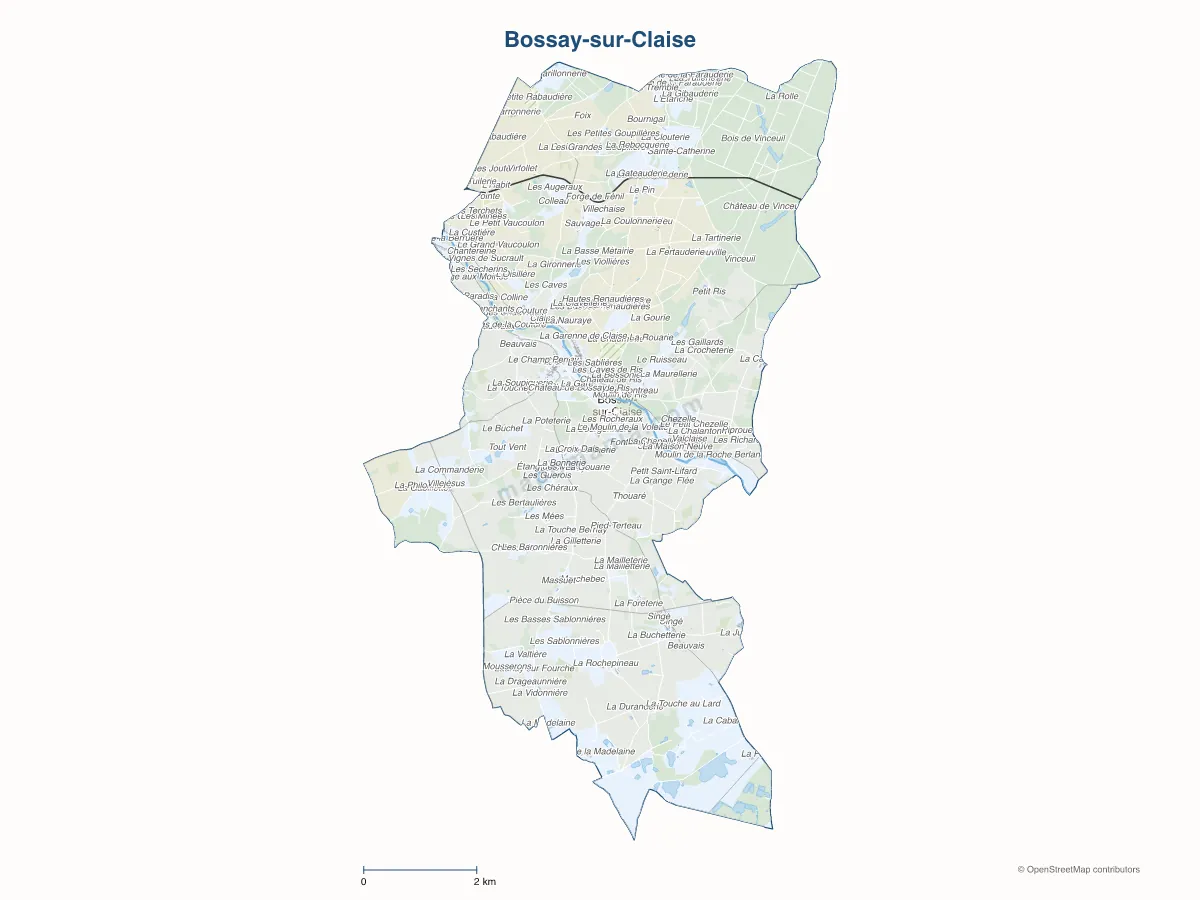 Carte de Bossay-sur-Claise à personnaliser