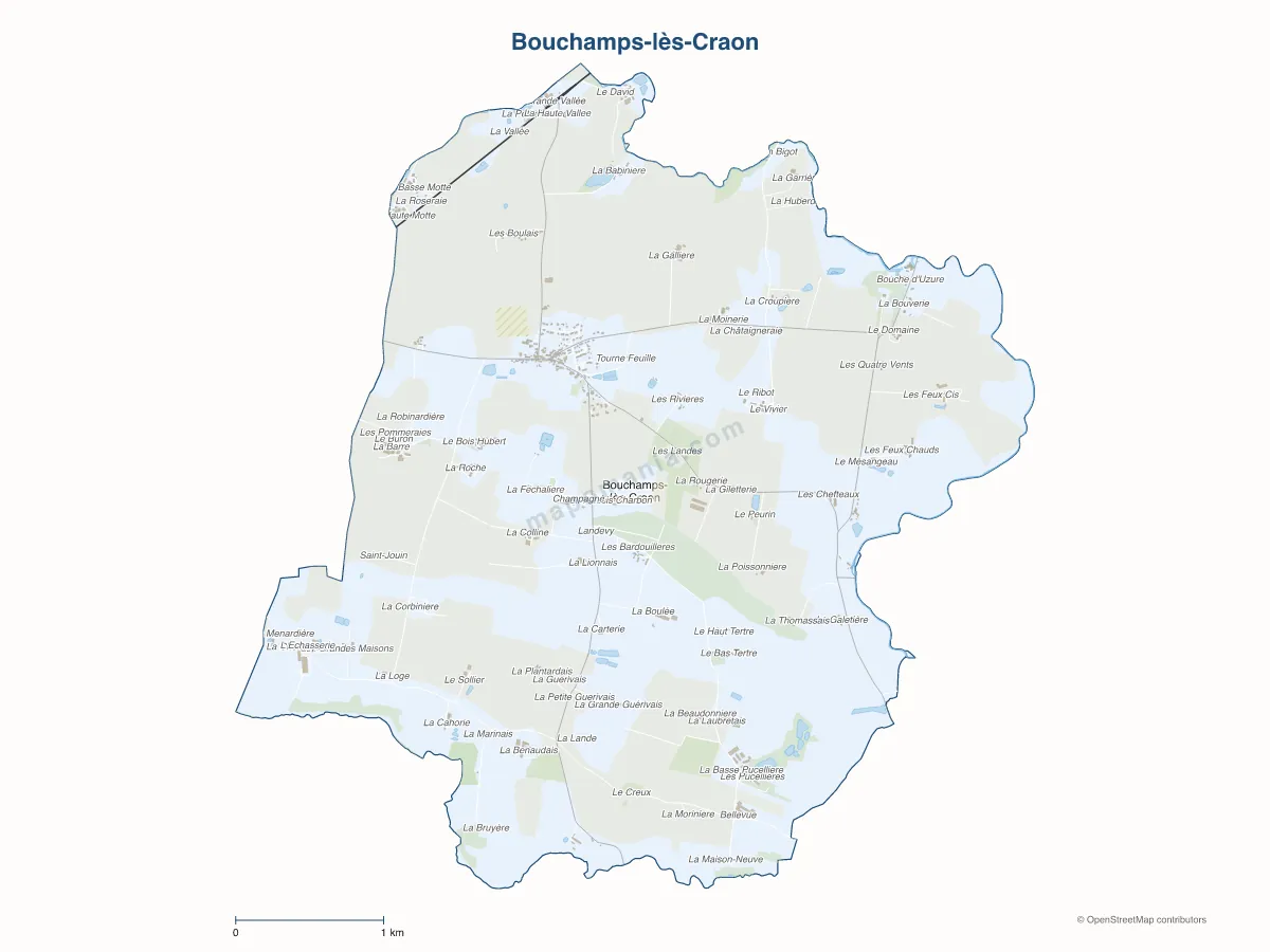 Carte de Bouchamps-lès-Craon à personnaliser