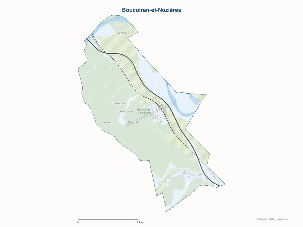 Carte de Boucoiran-et-Nozières à personnaliser