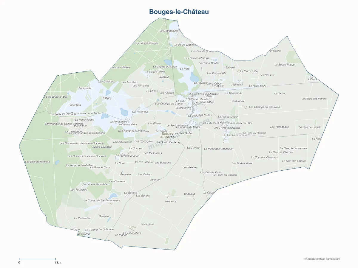Carte de Bouges-le-Château à personnaliser