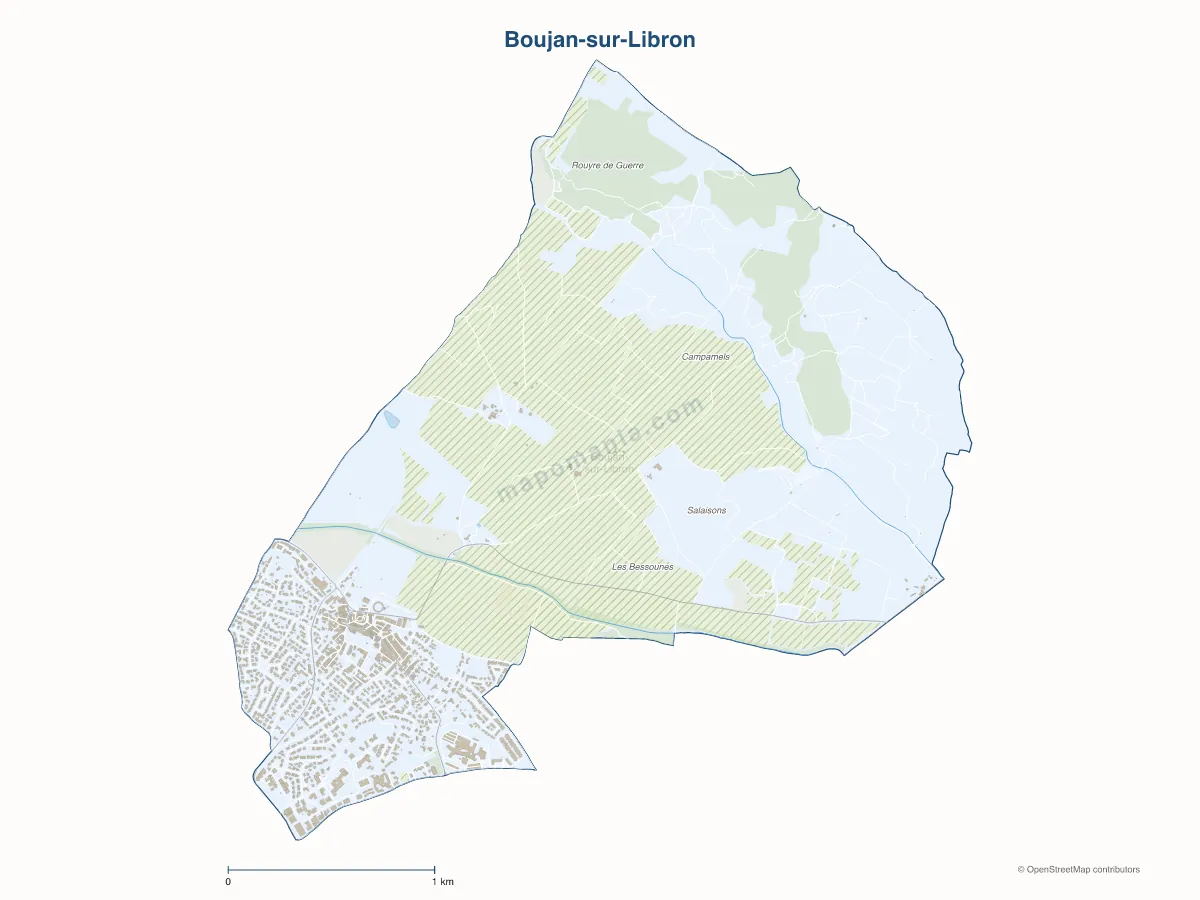 Carte de Boujan-sur-Libron à personnaliser
