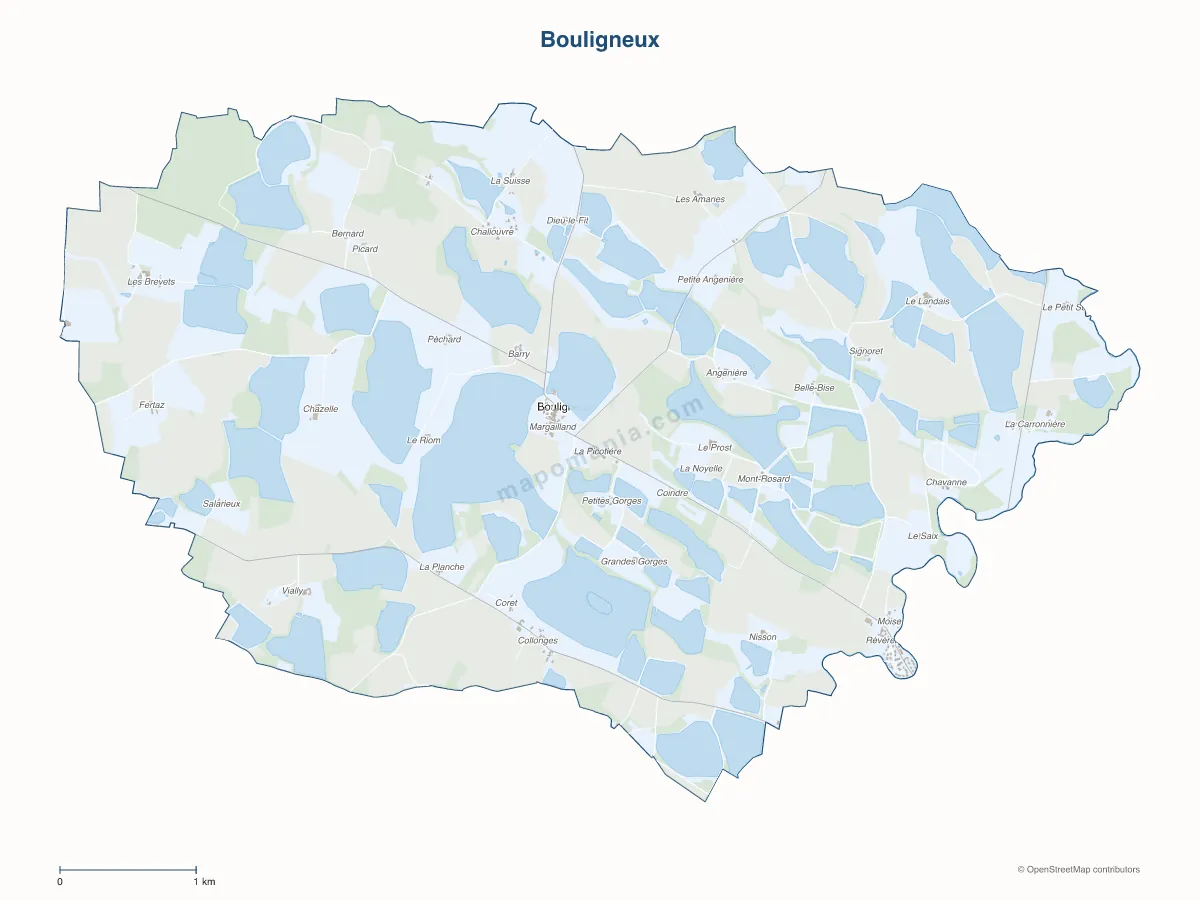 Carte de Bouligneux à personnaliser