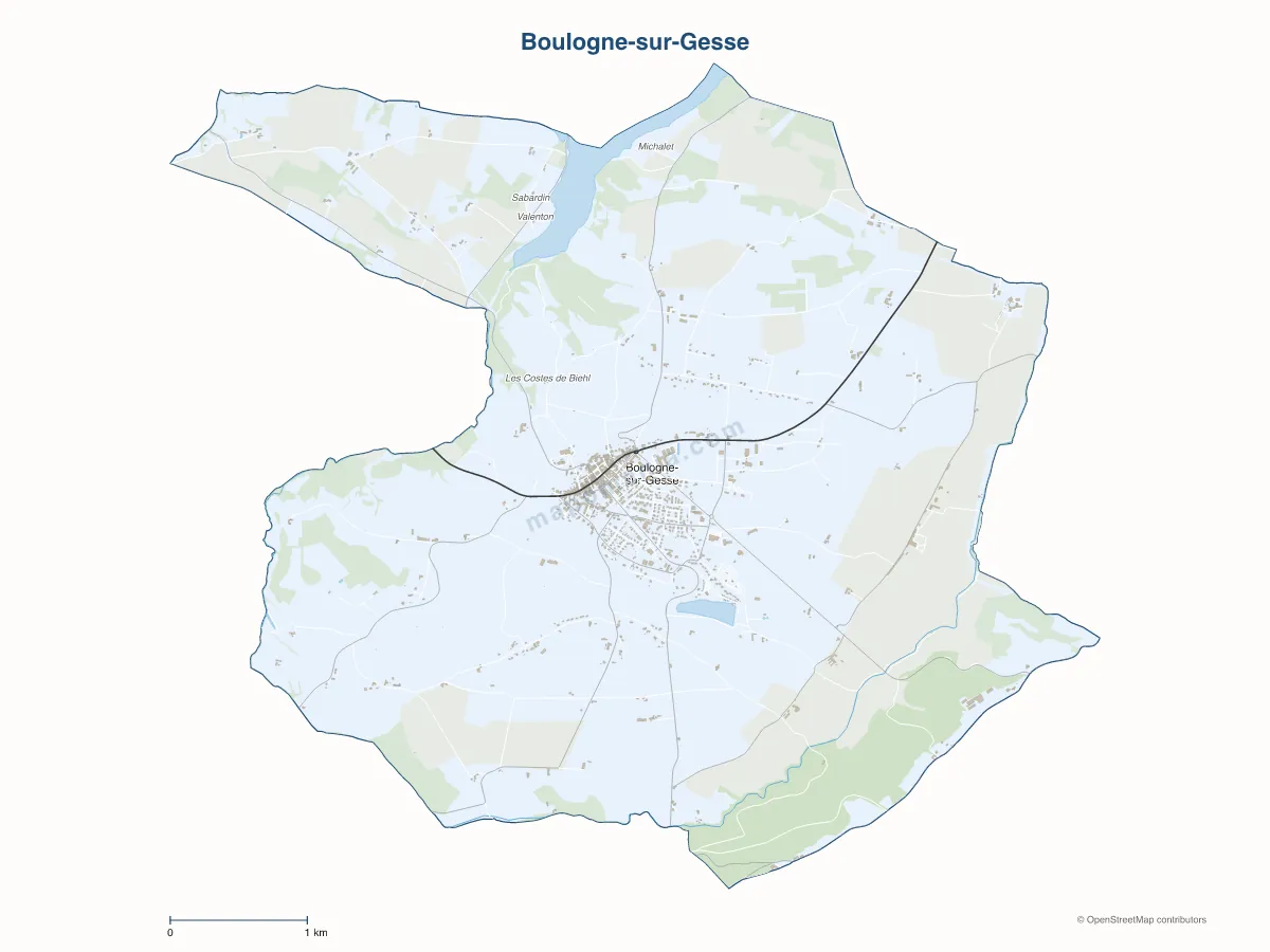 Carte de Boulogne-sur-Gesse à personnaliser