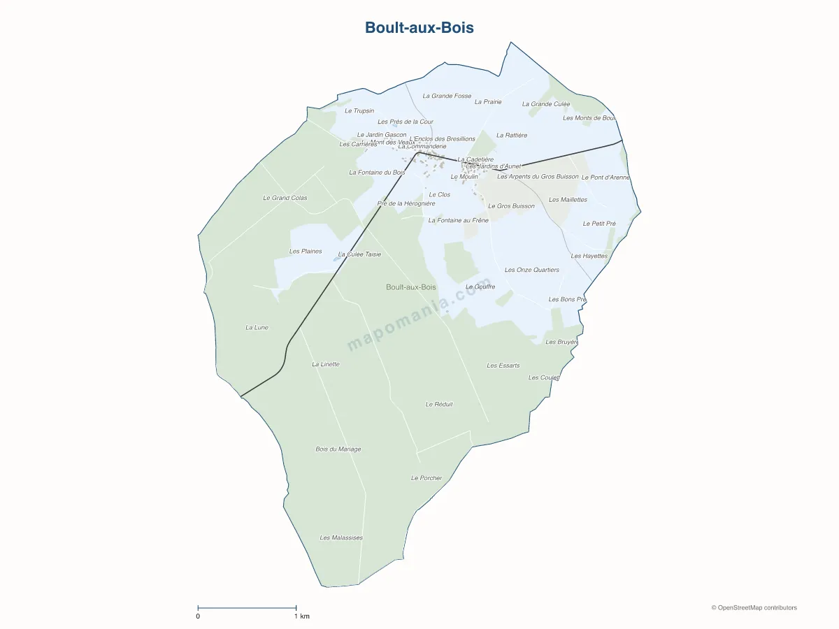 Carte de Boult-aux-Bois à personnaliser