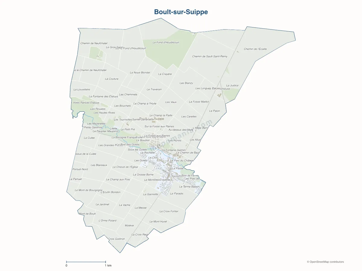 Carte de Boult-sur-Suippe à personnaliser