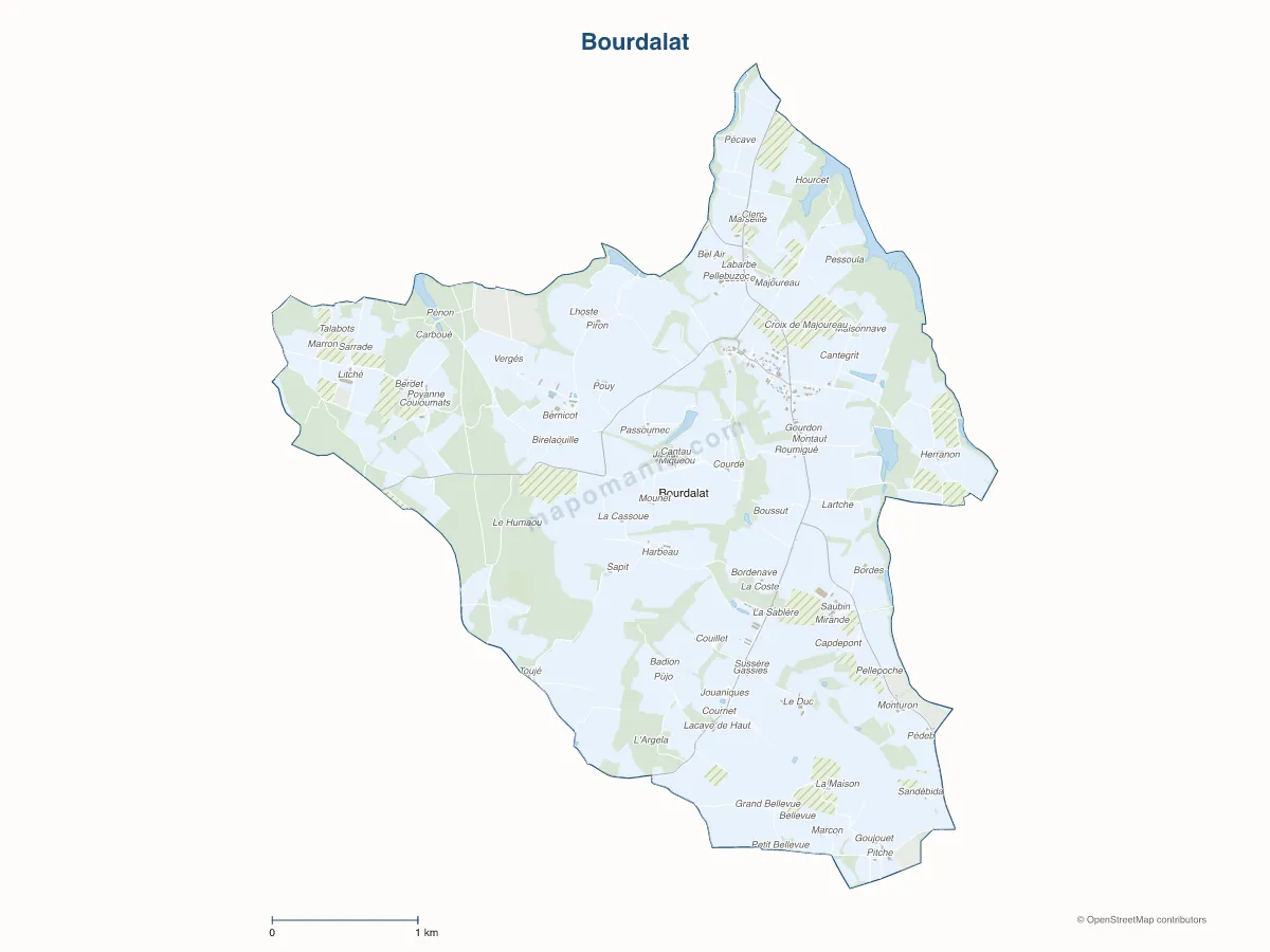 Carte de Bourdalat à personnaliser