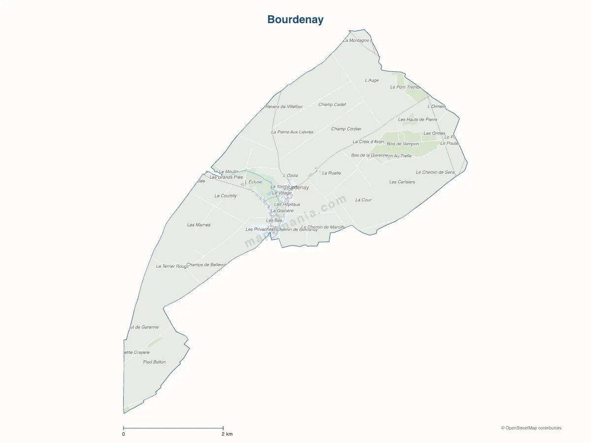 Carte de Bourdenay à personnaliser