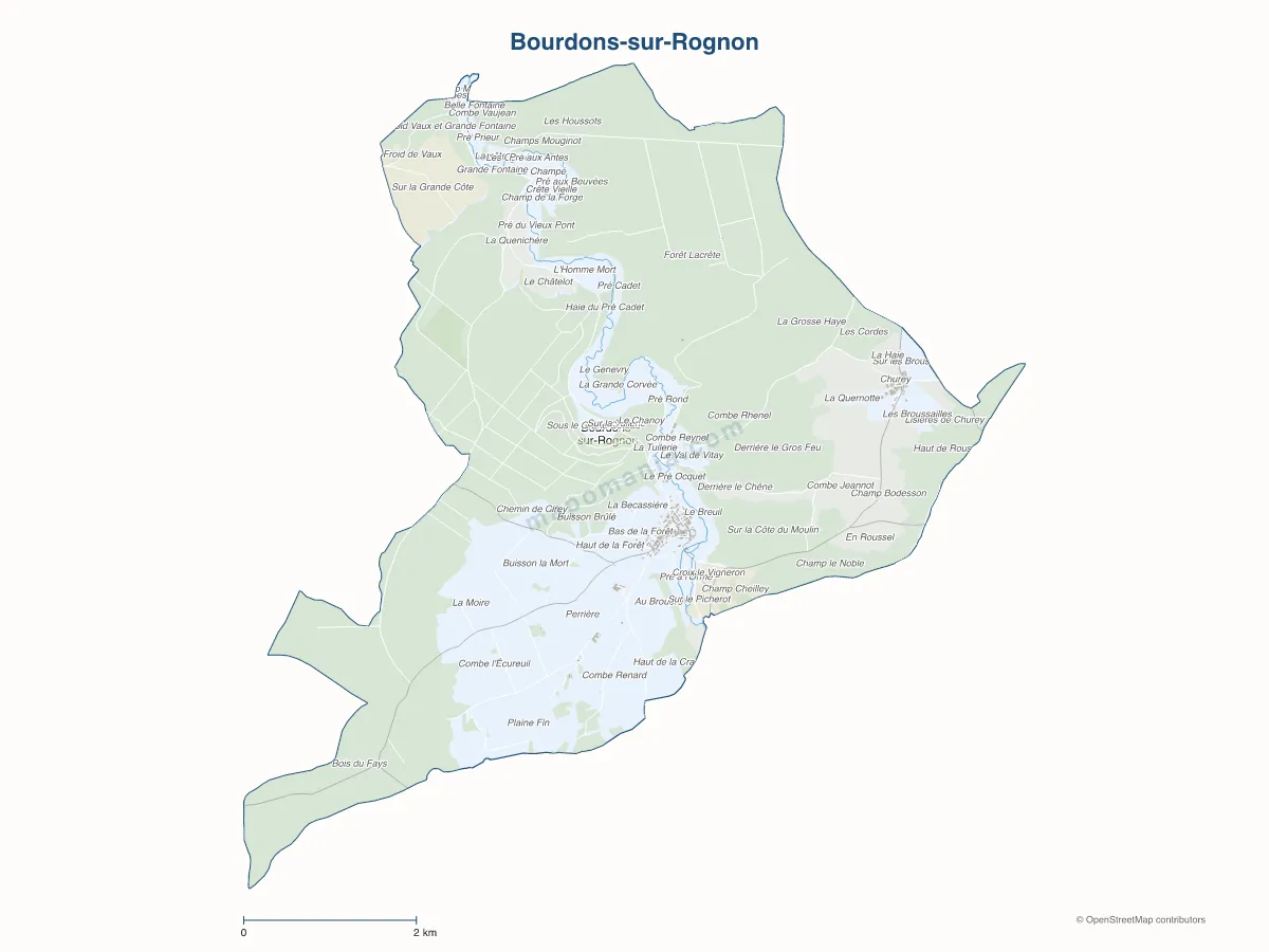 Carte de Bourdons-sur-Rognon à personnaliser