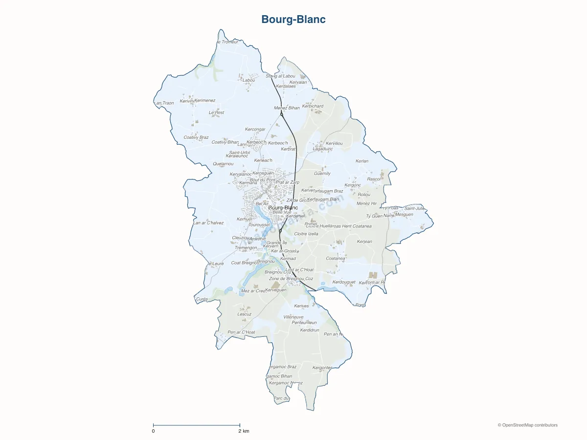 Carte de Bourg-Blanc à personnaliser