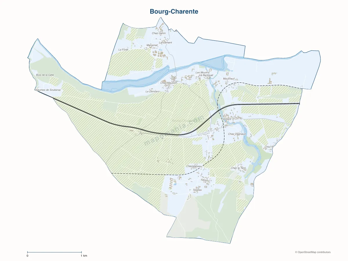 Carte de Bourg-Charente à personnaliser