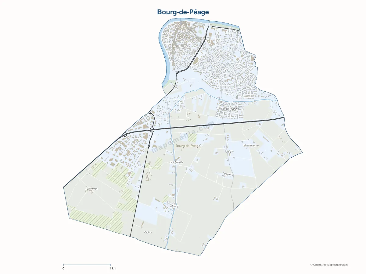 Carte de Bourg-de-Péage à personnaliser