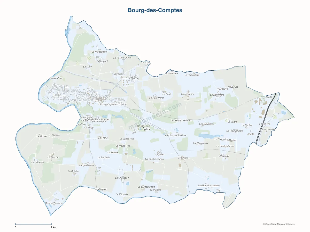 Carte de Bourg-des-Comptes à personnaliser