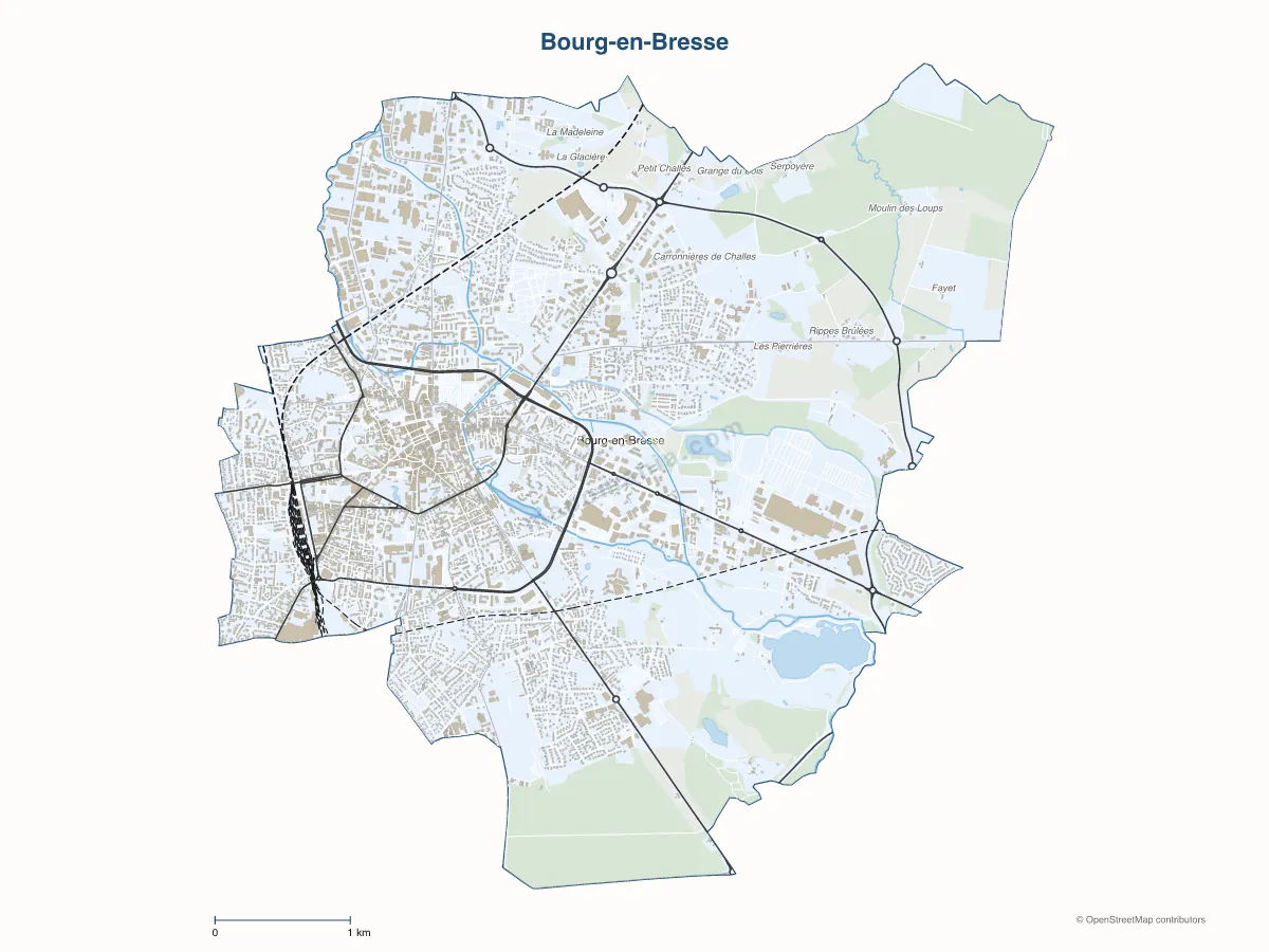 Carte de Bourg-en-Bresse à personnaliser