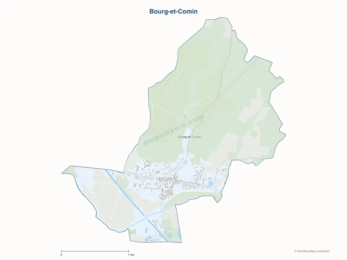 Carte de Bourg-et-Comin à personnaliser