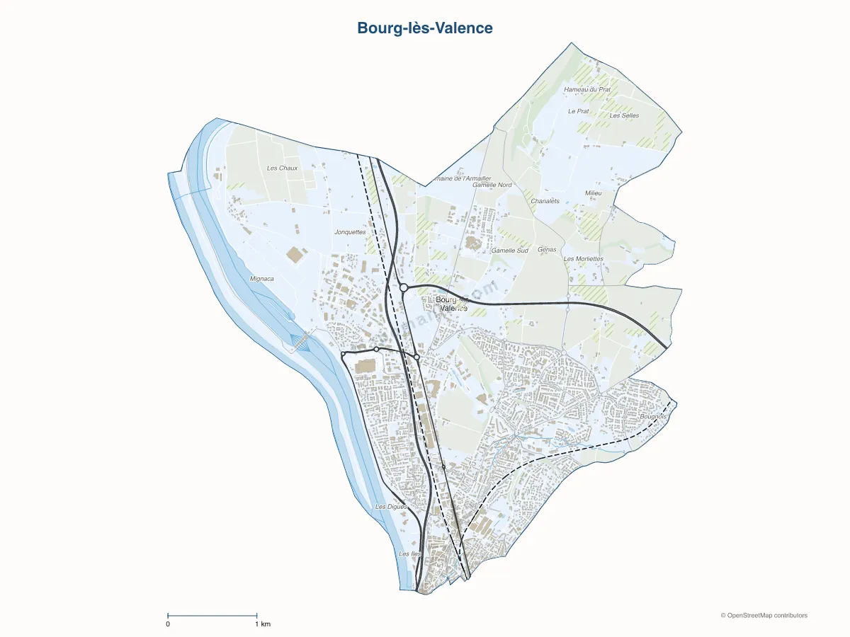 Carte de Bourg-lès-Valence à personnaliser