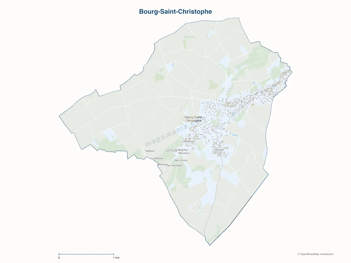 Carte de Bourg-Saint-Christophe à personnaliser