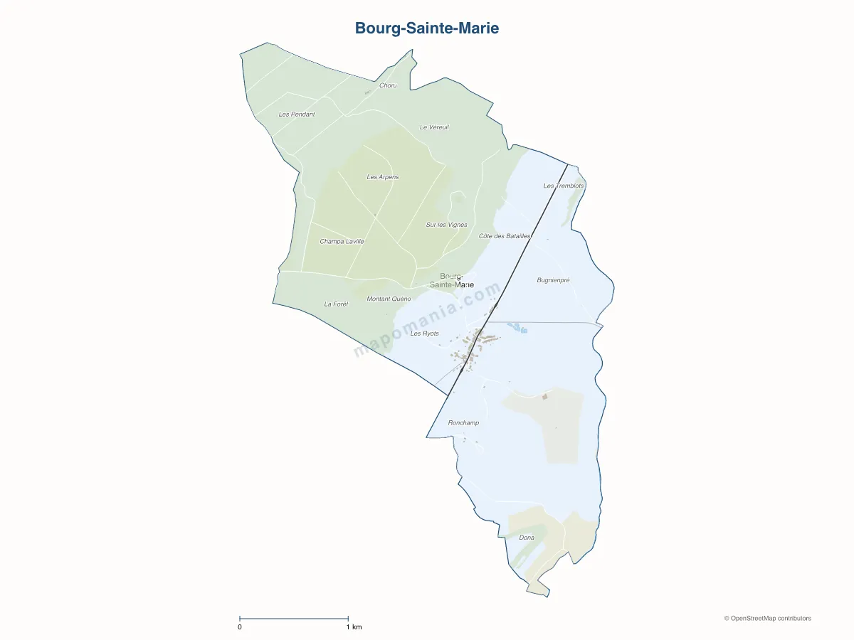 Carte de Bourg-Sainte-Marie à personnaliser