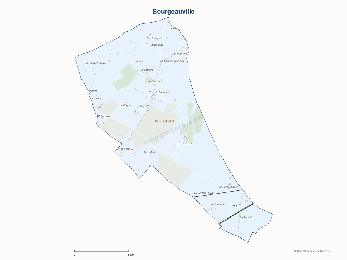 Carte de Bourgeauville à personnaliser