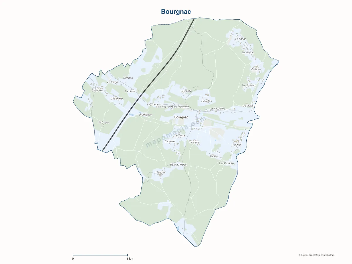 Carte de Bourgnac à personnaliser