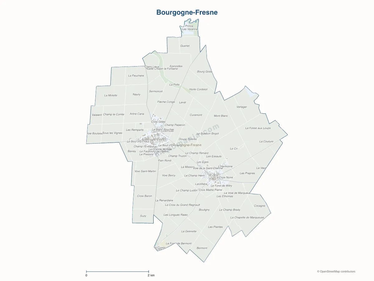 Carte de Bourgogne-Fresne à personnaliser
