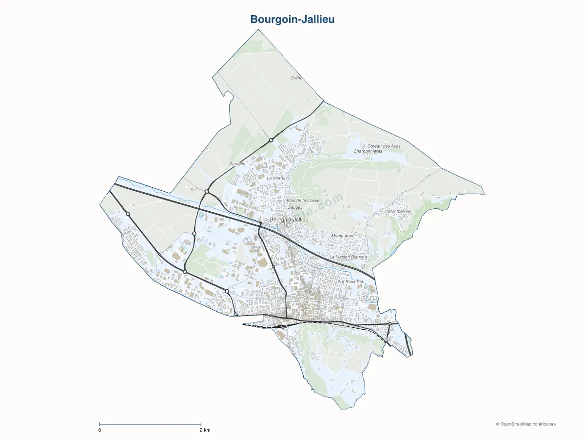 Carte de Bourgoin-Jallieu à personnaliser