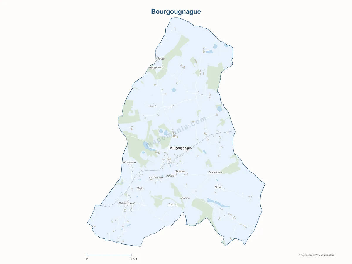 Carte de Bourgougnague à personnaliser