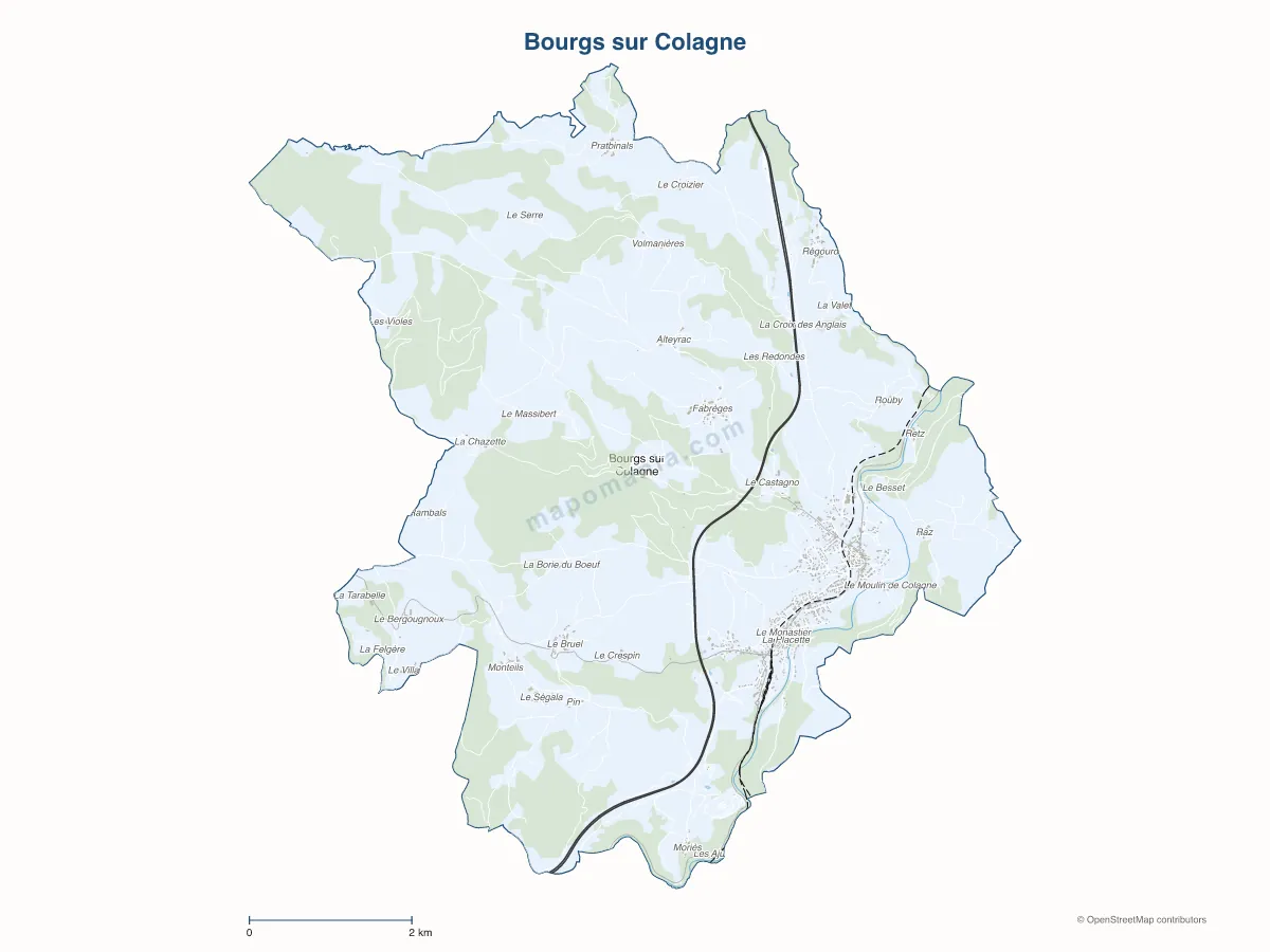 Carte de Bourgs sur Colagne à personnaliser