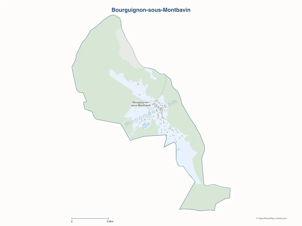Carte de Bourguignon-sous-Montbavin à personnaliser