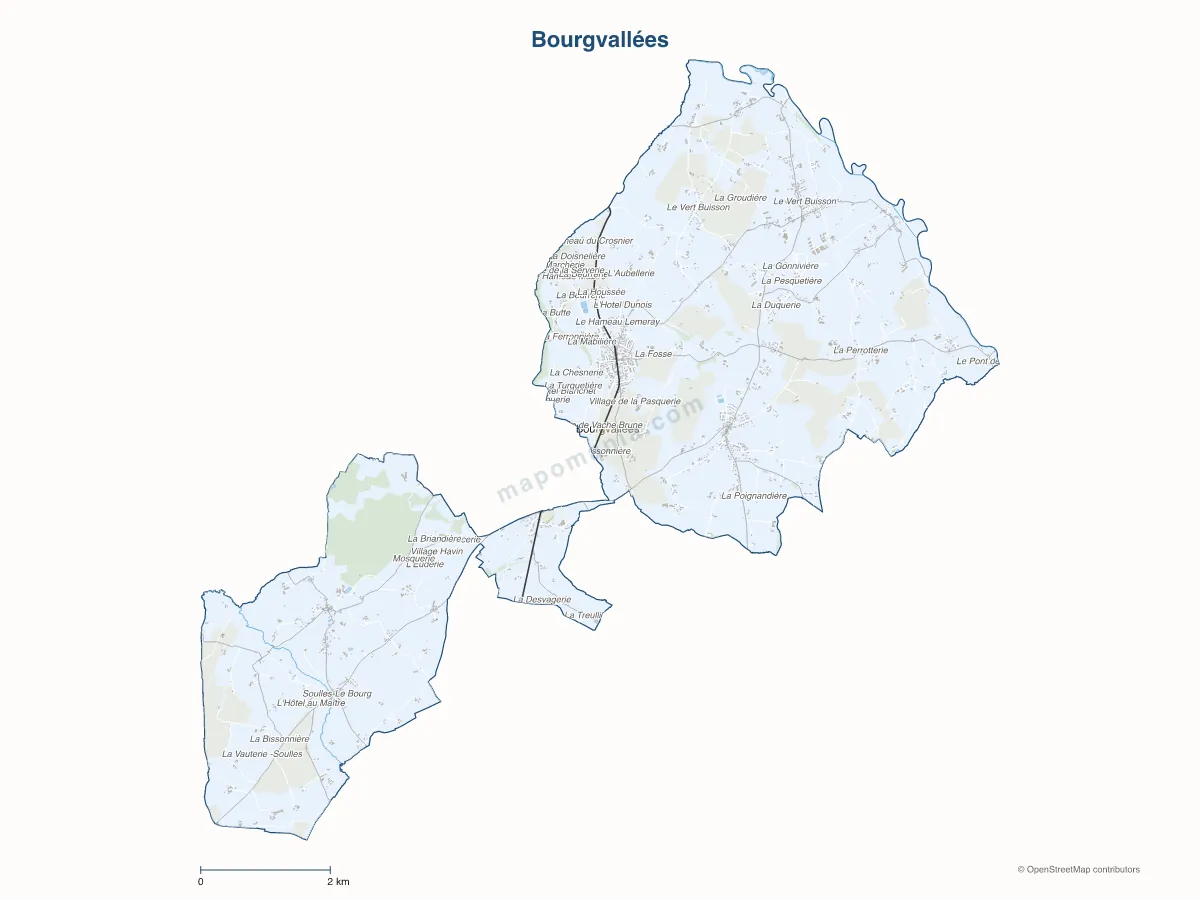 Carte de Bourgvallées à personnaliser