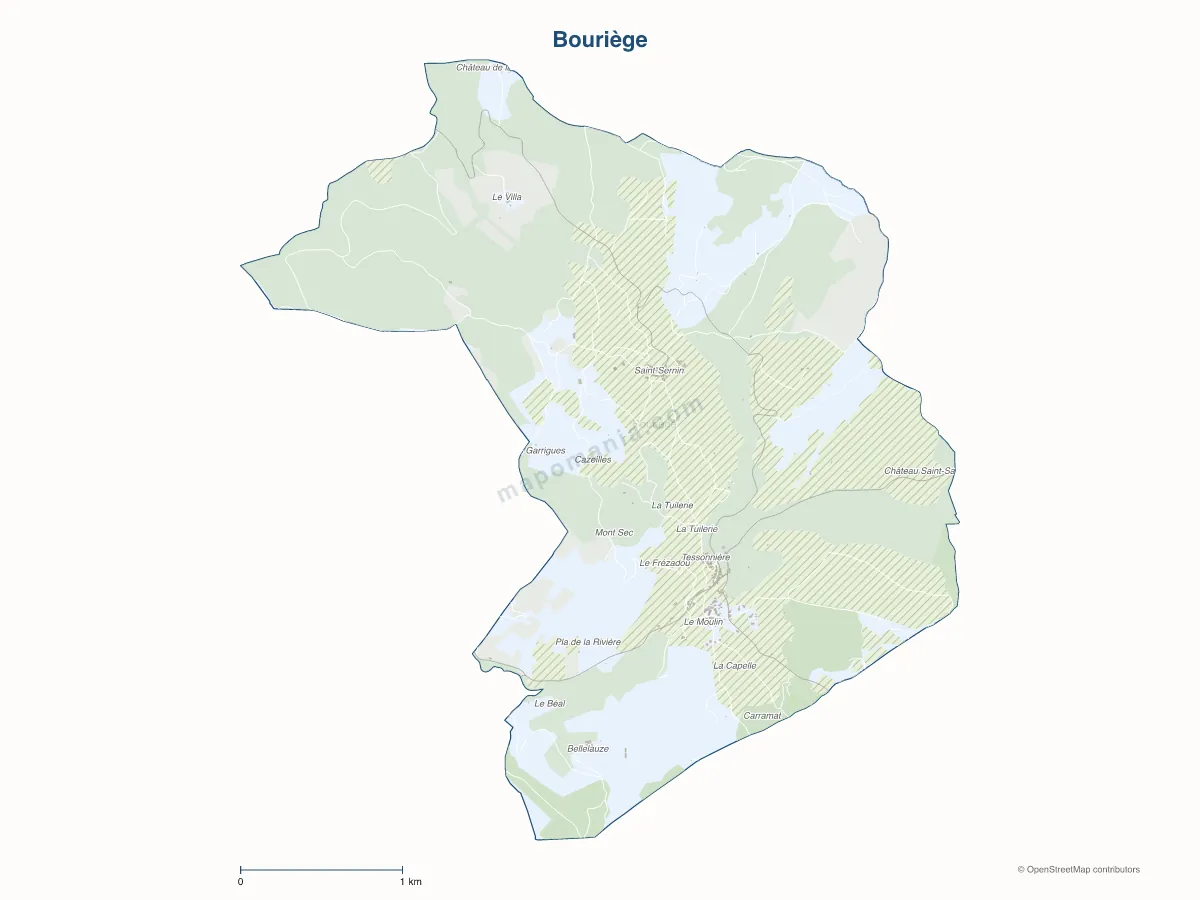Carte de Bouriège à personnaliser