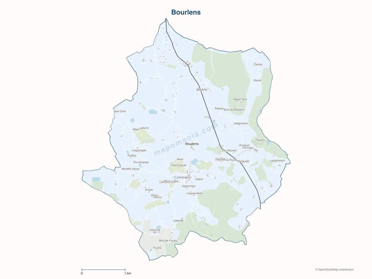 Carte de Bourlens à personnaliser