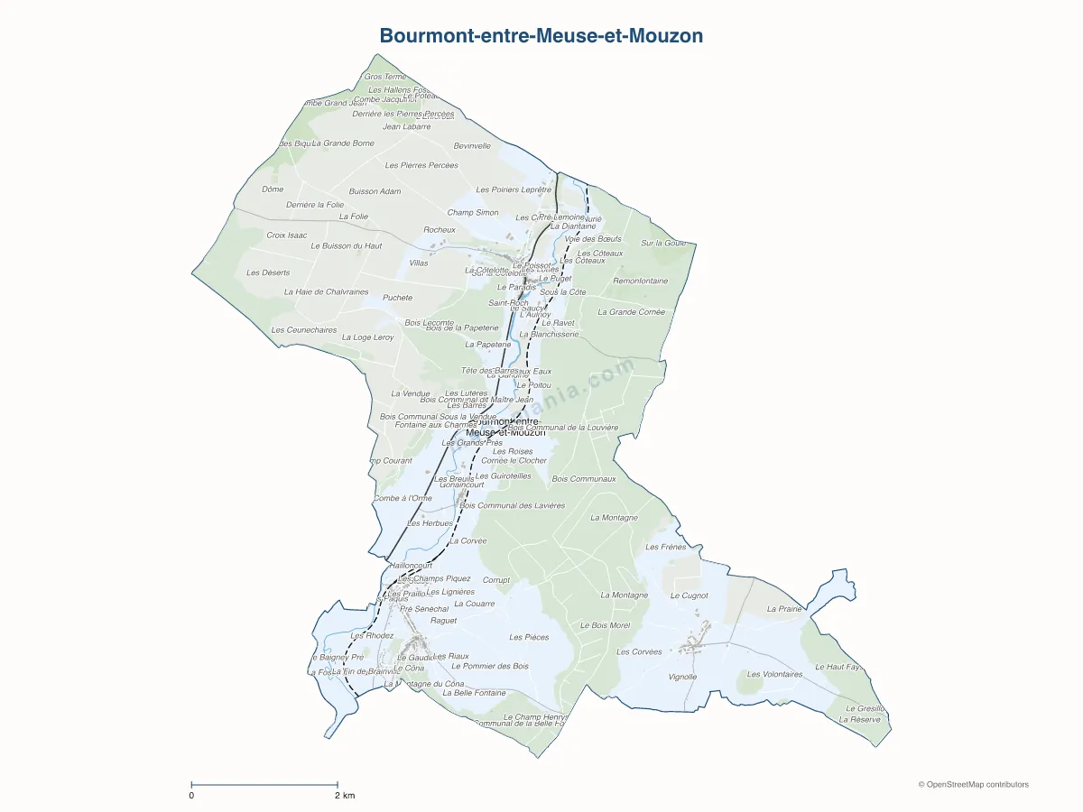 Carte de Bourmont-entre-Meuse-et-Mouzon à personnaliser