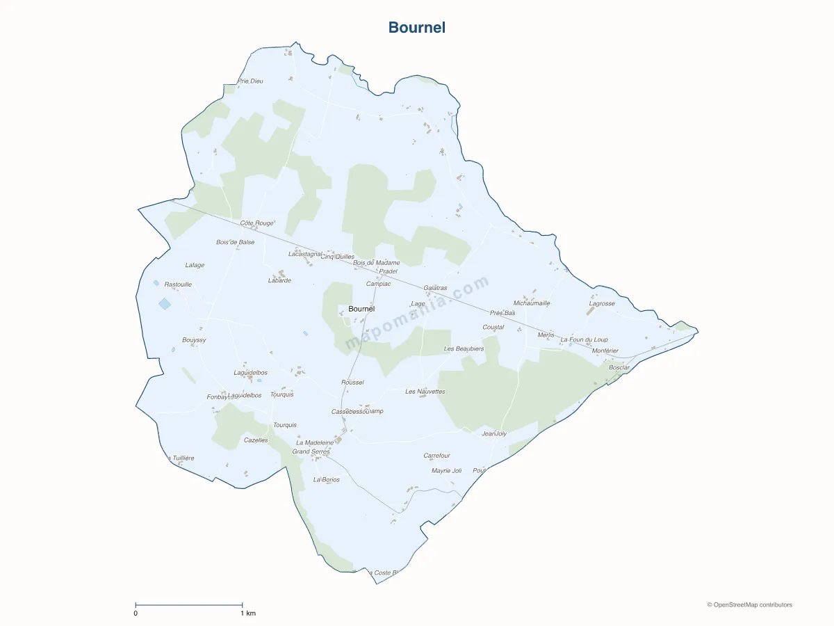 Carte de Bournel à personnaliser