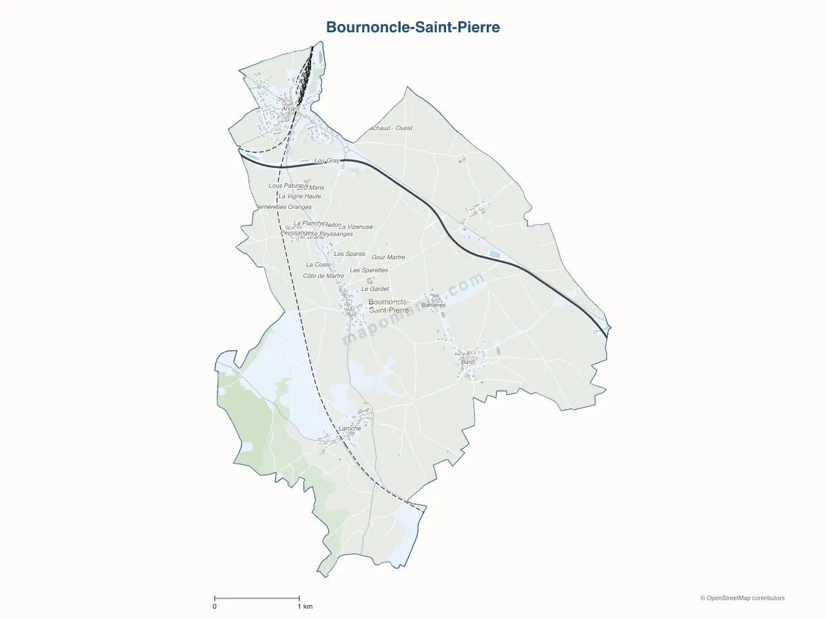 Carte de Bournoncle-Saint-Pierre à personnaliser
