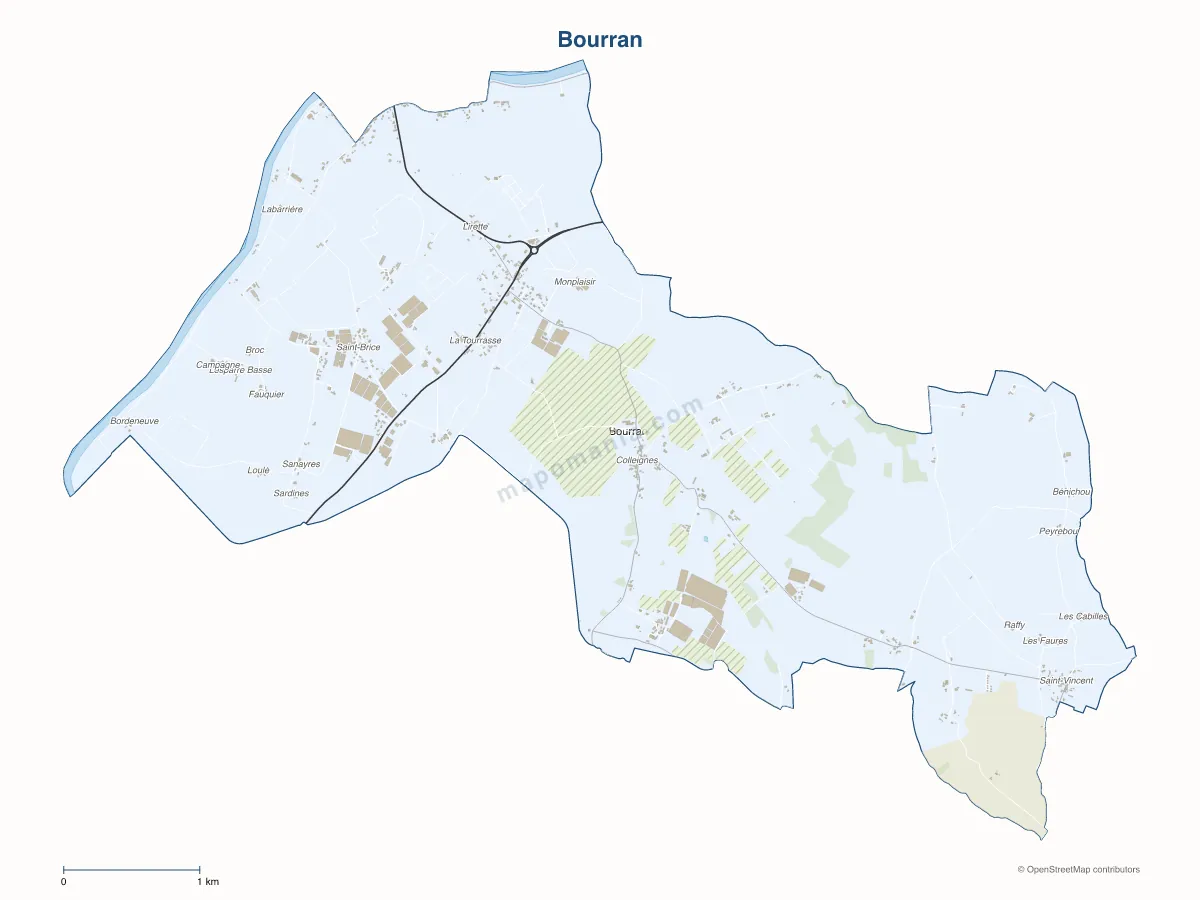 Carte de Bourran à personnaliser