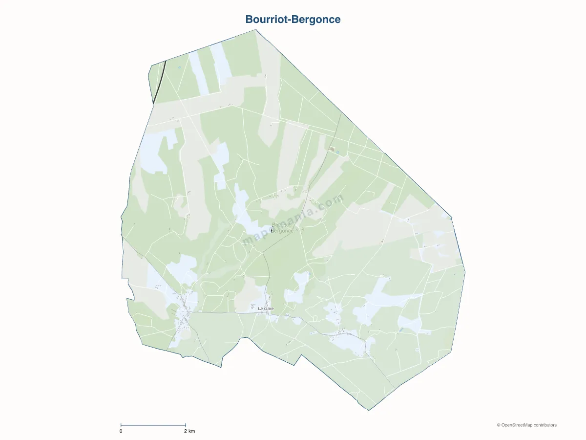 Carte de Bourriot-Bergonce à personnaliser