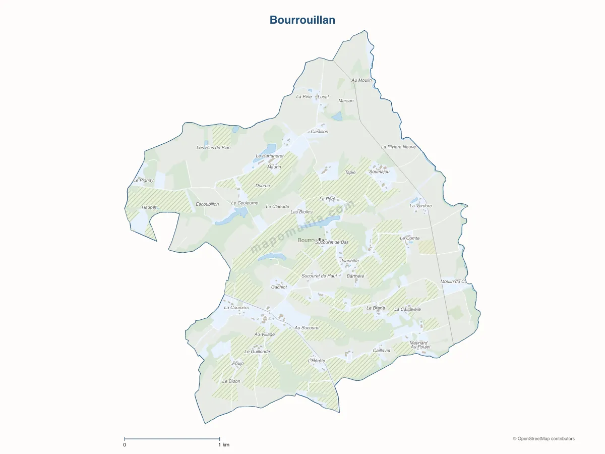 Carte de Bourrouillan à personnaliser