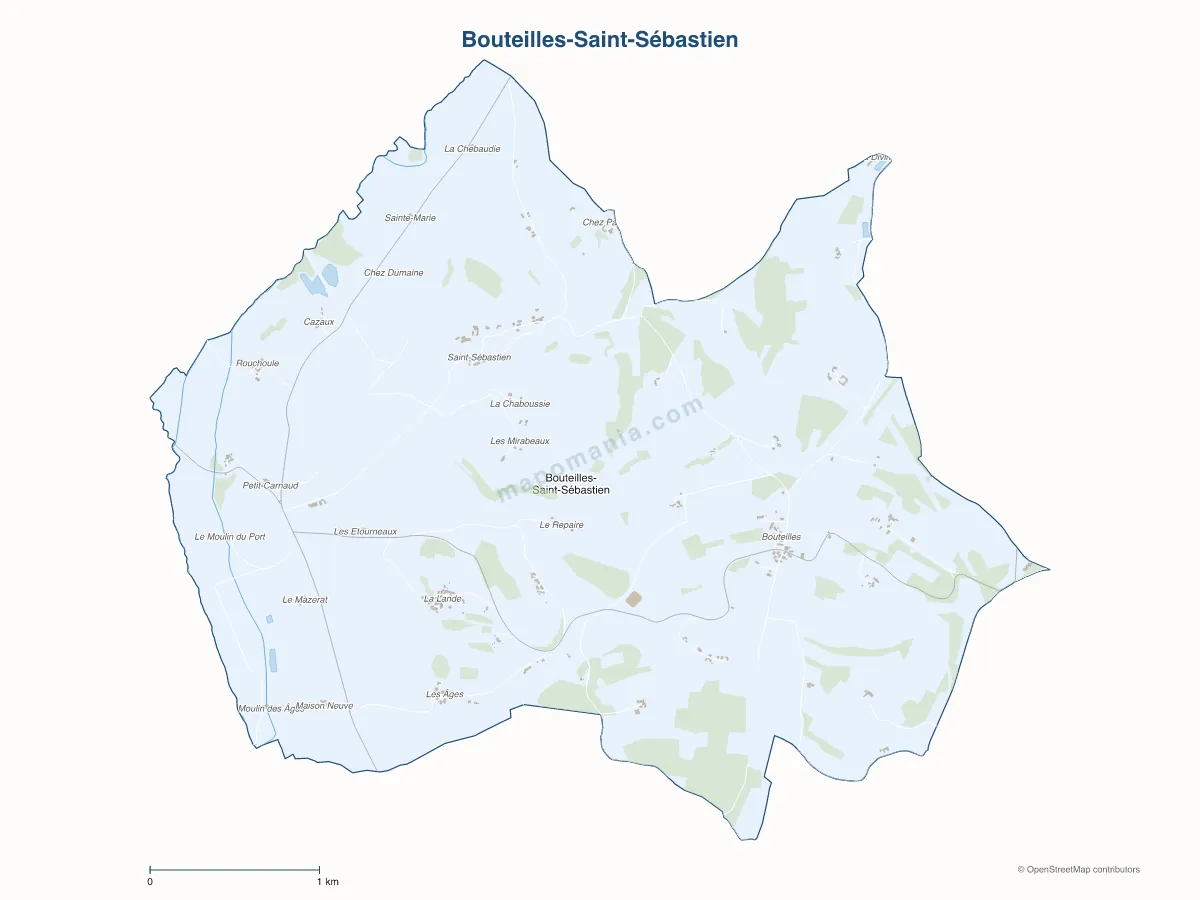 Carte de Bouteilles-Saint-Sébastien à personnaliser