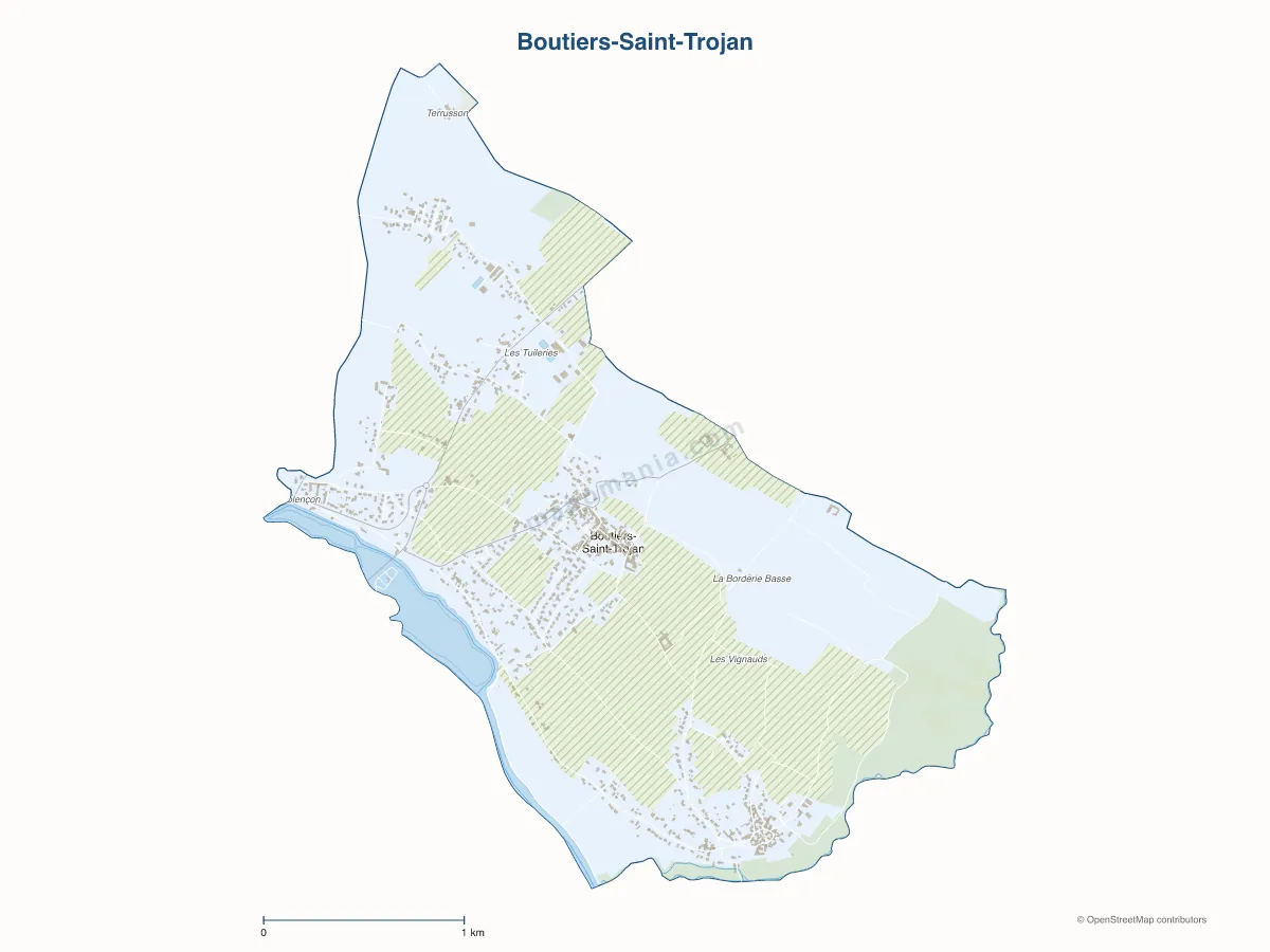 Carte de Boutiers-Saint-Trojan à personnaliser