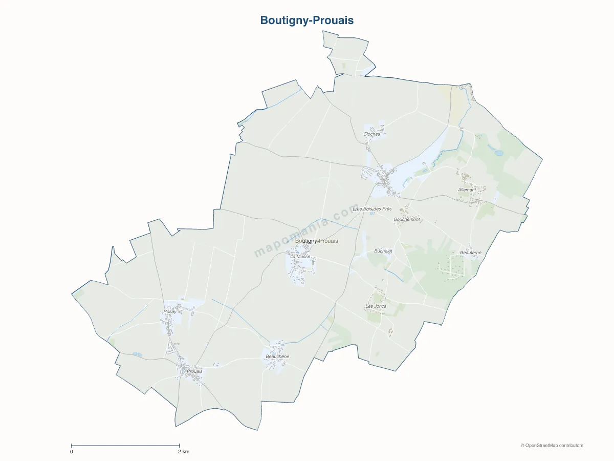 Carte de Boutigny-Prouais à personnaliser
