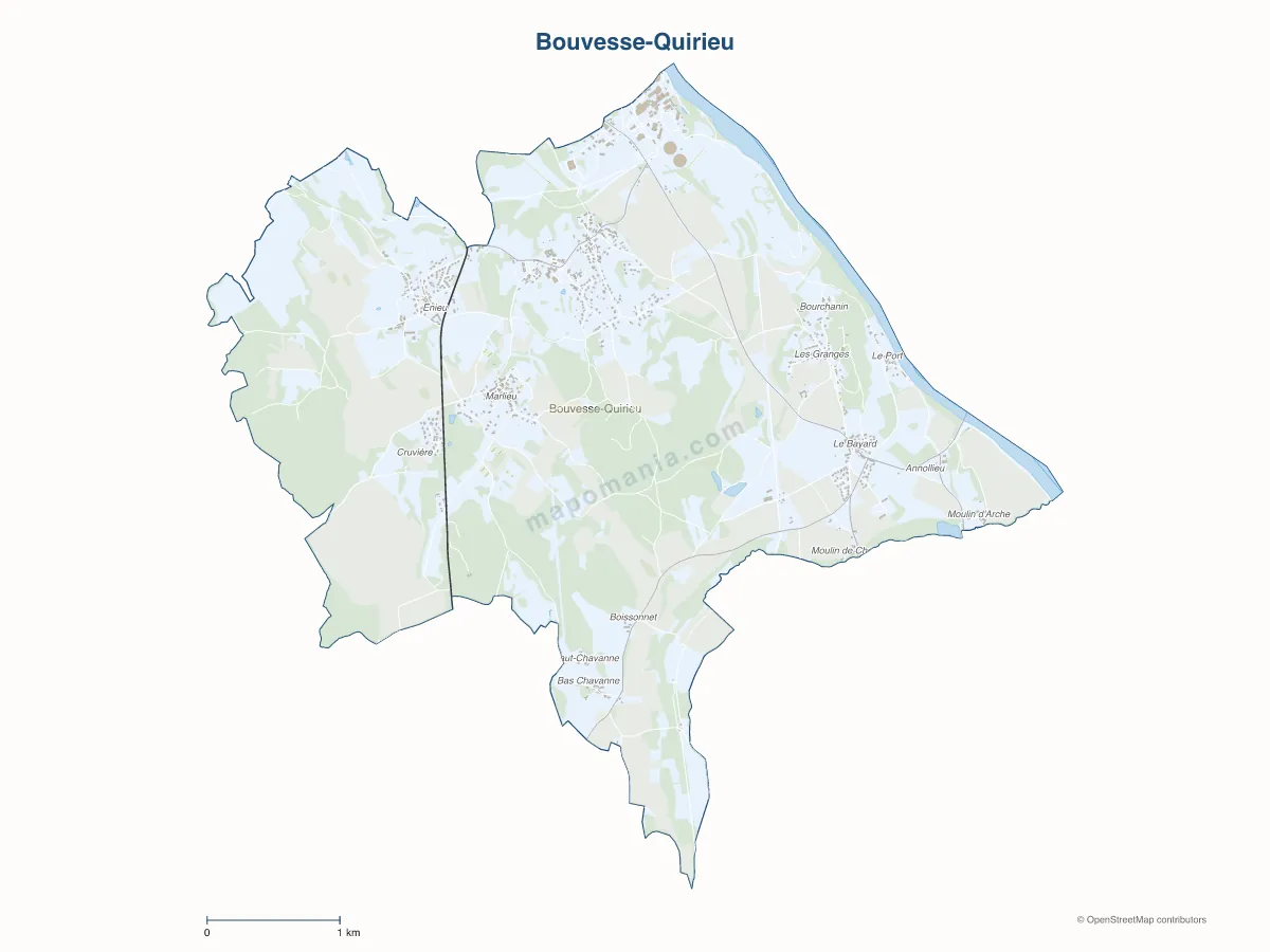 Carte de Bouvesse-Quirieu à personnaliser