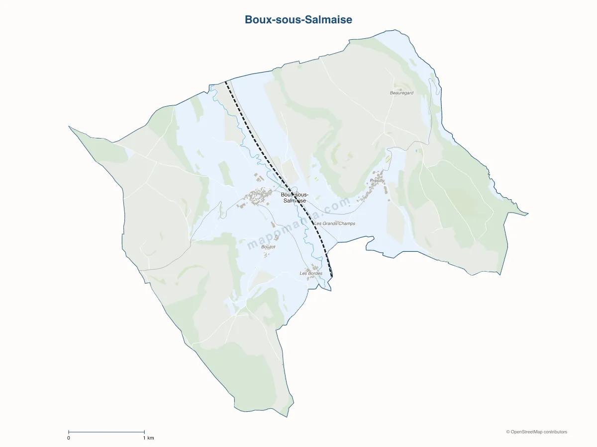 Carte de Boux-sous-Salmaise à personnaliser