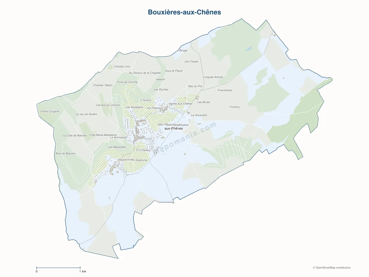 Carte de Bouxières-aux-Chênes à personnaliser